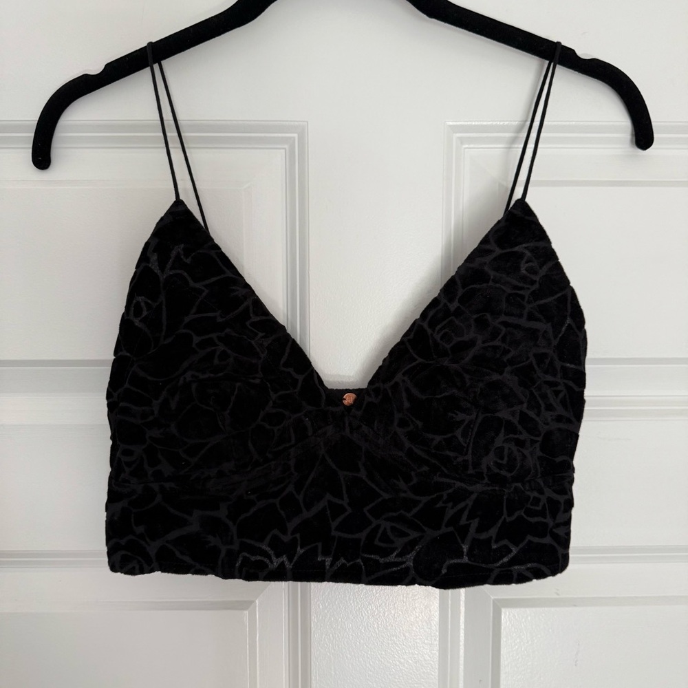 Black Velvet Bralette with Delicate Pattern -
NWOT